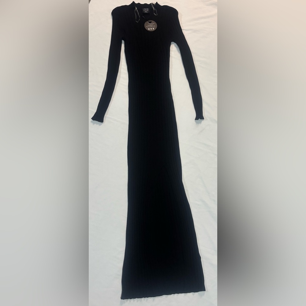 Elegant Long Sleeve Black Maxi Dress